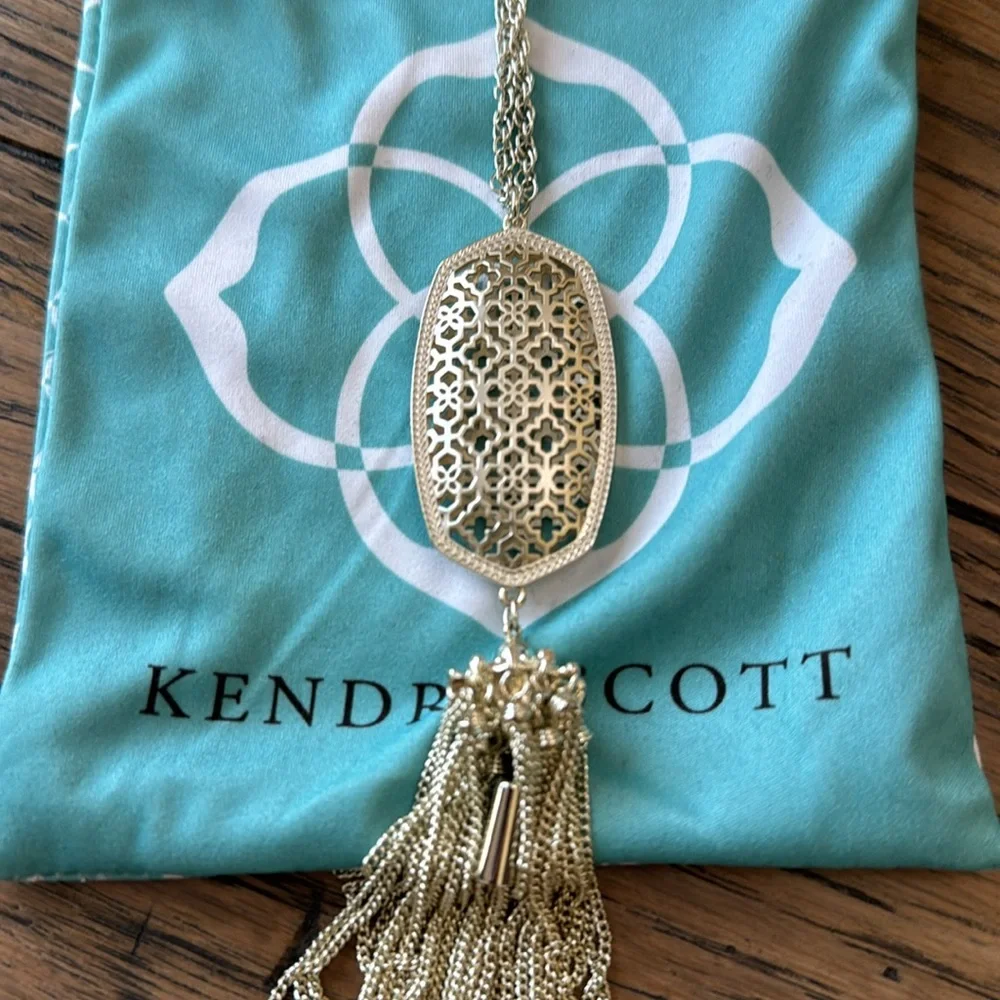 Kendra Scott Gold Filigree Tassel Necklace - Picture 3 of 6